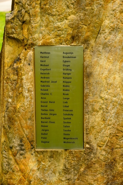 Transrapid Namensliste auf Gedenkstätte beim Besucherzentrum in Lathen