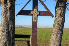Wegkreuz unter Bäumen in Morschenich
