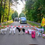 Protest an Autobahnbrücke gegen den 7. Castor Transport nach Ahaus