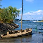Niedrigwasser im Rhein legt Aalschokker „Conny“ und seine düstere Geschichte frei
